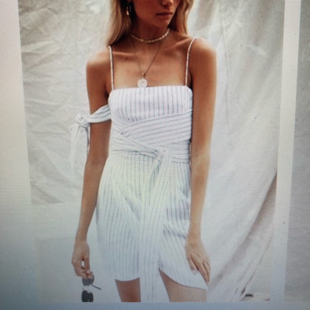 Sundress white and navy stripe NWT